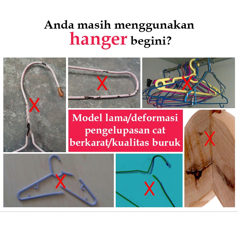 RED HOUSE Gantungan Baju / Hanger Kawat Lapis Plastik- Isi 10 Pcs RED HOUSE