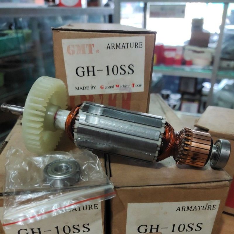 1 Paket Armature GH-10SS GMT ➕ 2 Bearings Depan Belakang | Angker / Rotor Grenda / Gerinda / Grinder