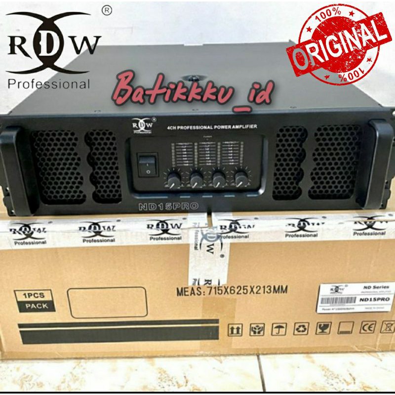 POWER AMPLIFIER RDW ND15PRO / ND15 PRO/ ND 15 PRO ORIGINAL BY RDW  4 CHANNEL 1500 WATT ORIGINAL