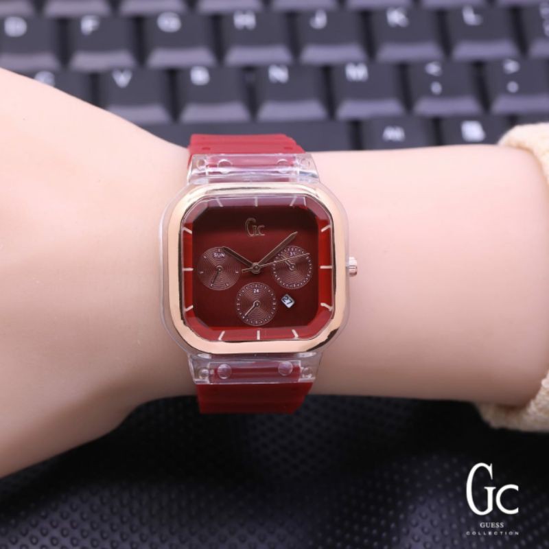 best seller new produk jam tangan wanita GC Guess Collection kotak LS-0632OX rubber chrono variasi