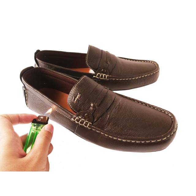 Sepatu casual pria lacoste kulit original slip on cowok murah