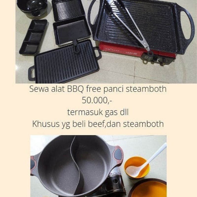 

sewa alat bbq free pan steamboth