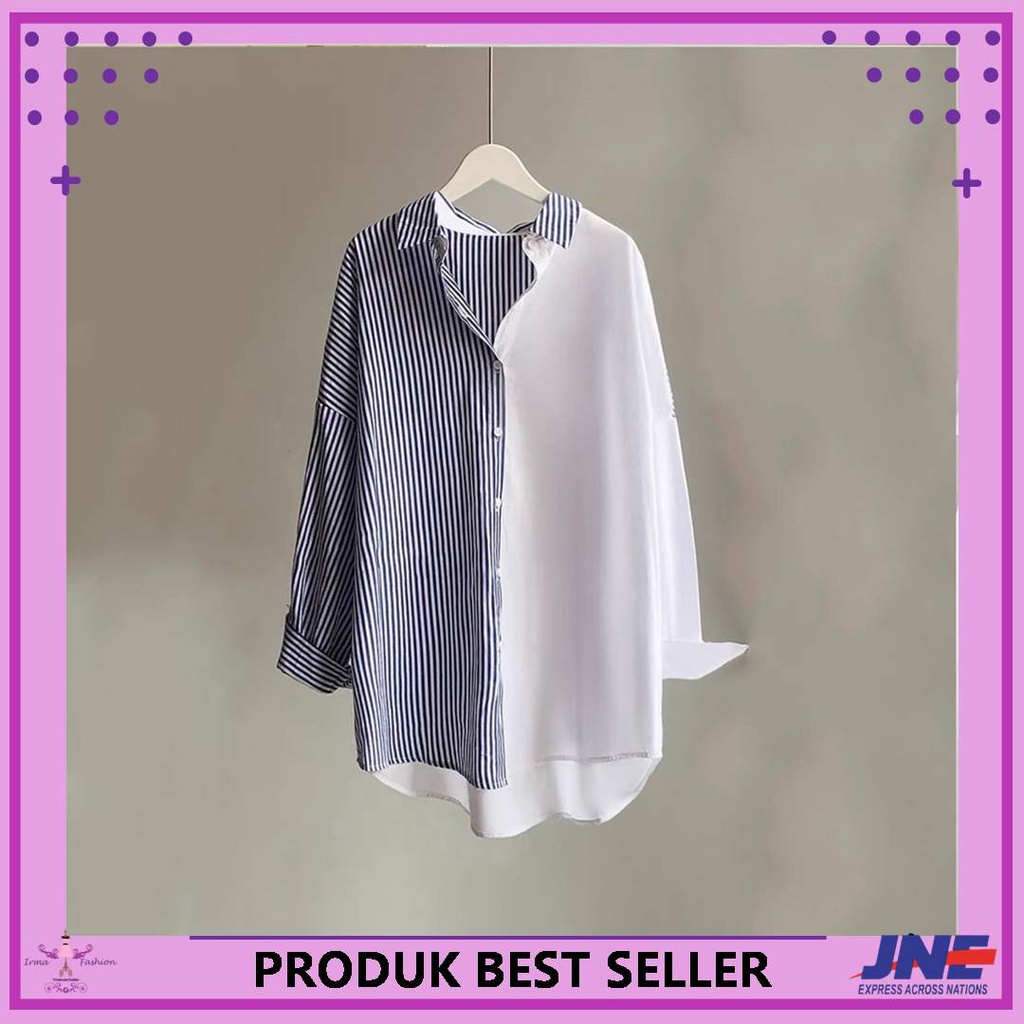 kemeja wanita lengan panjang/blouse wanita korean style/kemeja linen olivia shirt/baju atasan wanita