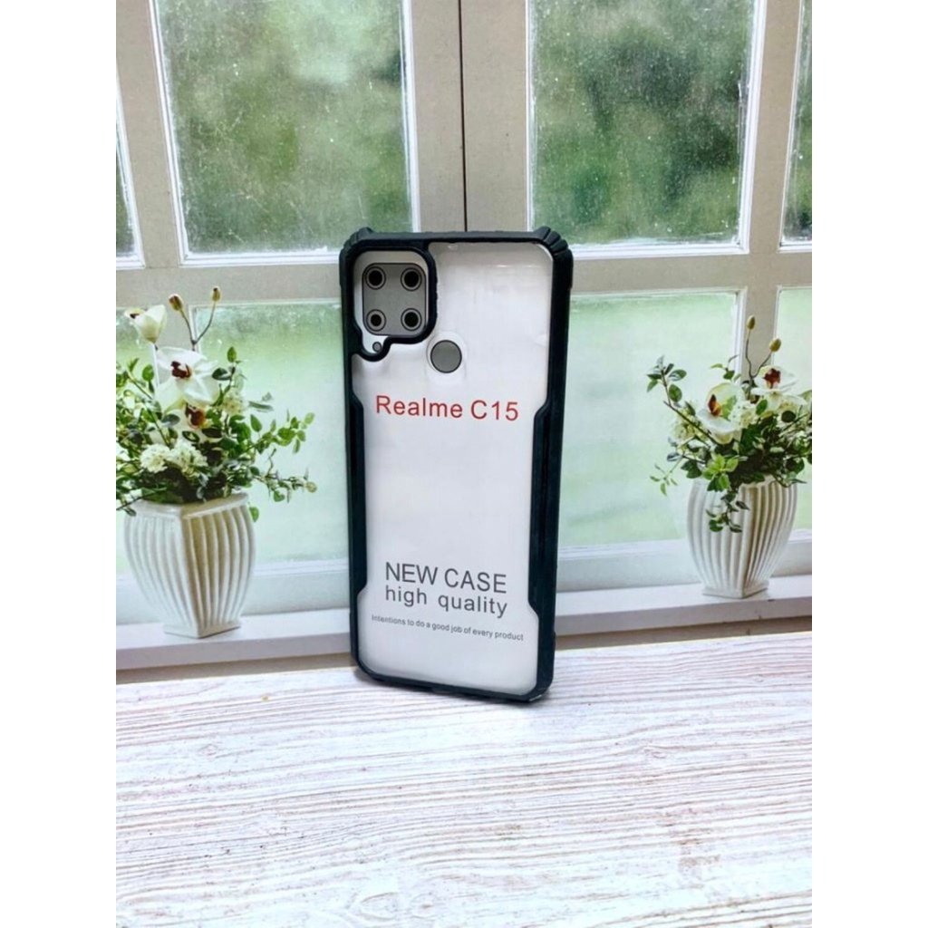 CASE REALME C15 IPAKY SOFTHARD LIST BLACK BACKCASE WARNA HITAM FOR REALME C15