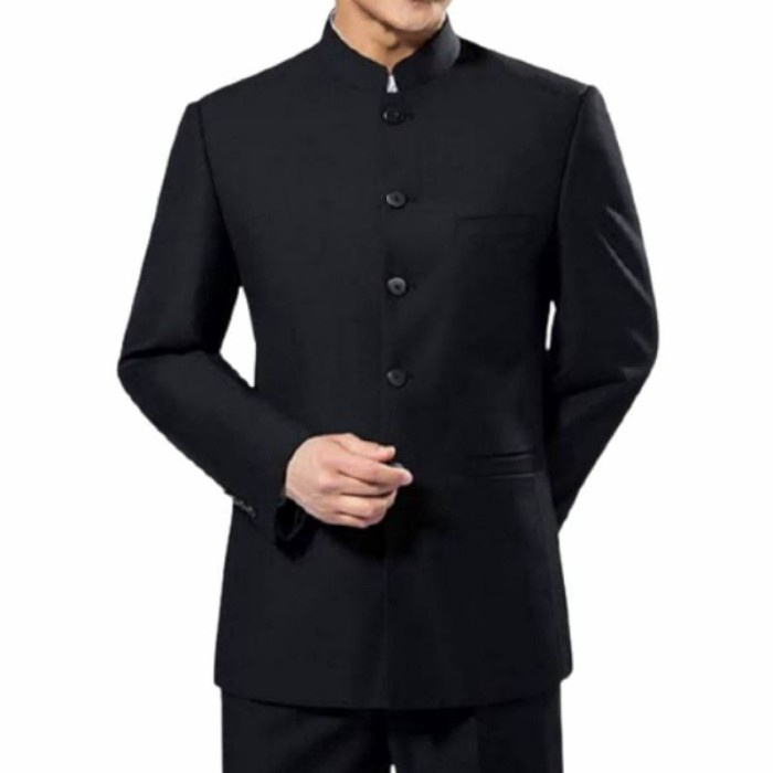jasko hitam Mandarin polos/jasko moderen - Hitam Mandarin, S