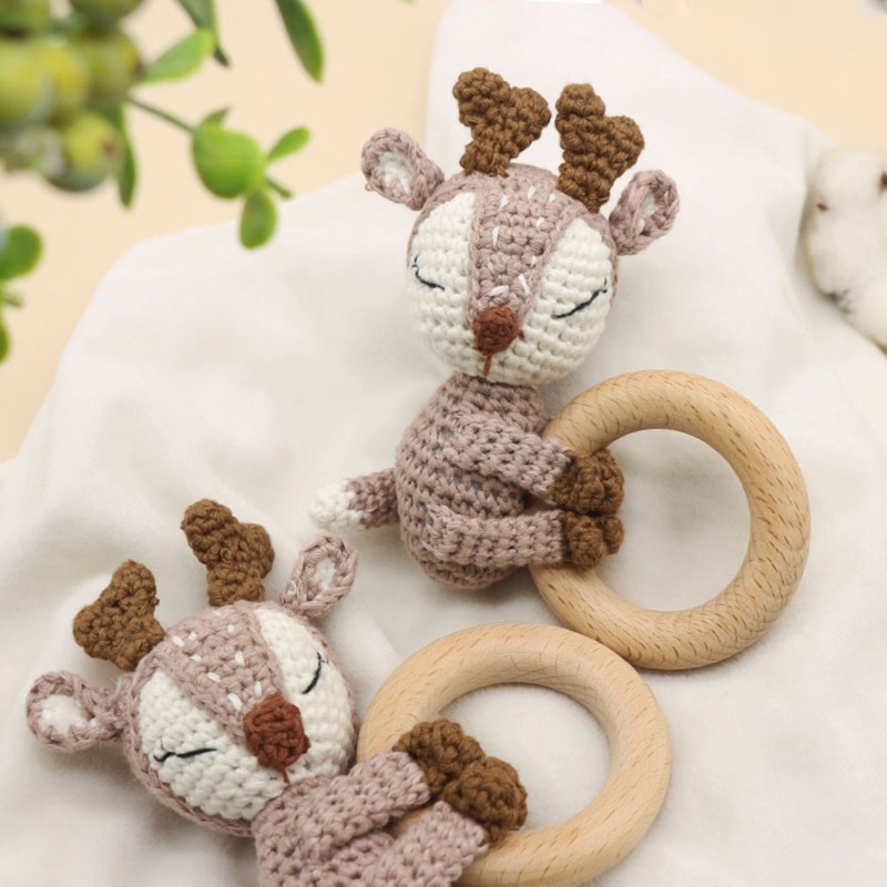 Mary Mainan Teether Bayi DIY Bentuk Rusa Bahan Kayu