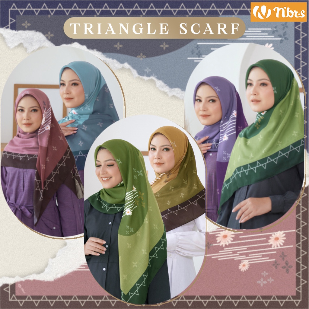 Nibras Hijab Triangle Scarf Jilbab Motif Cantik Simple Bahan Ultra Voal Segi Empat