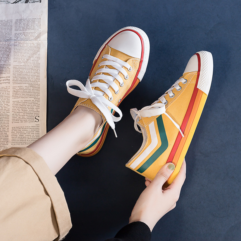 MFI Sepatu Wanita Sneakers Import Korea model Flat Shoes Casual Bahan
Kanvas Warna Kuning List Putih Hijau KB12K