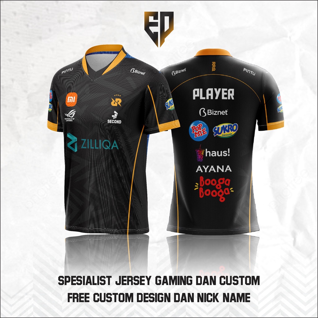 Jersey Kaos RRQ TERBARU S10 HITAM 2022-2023 FREE NICKNAME TERMURAH