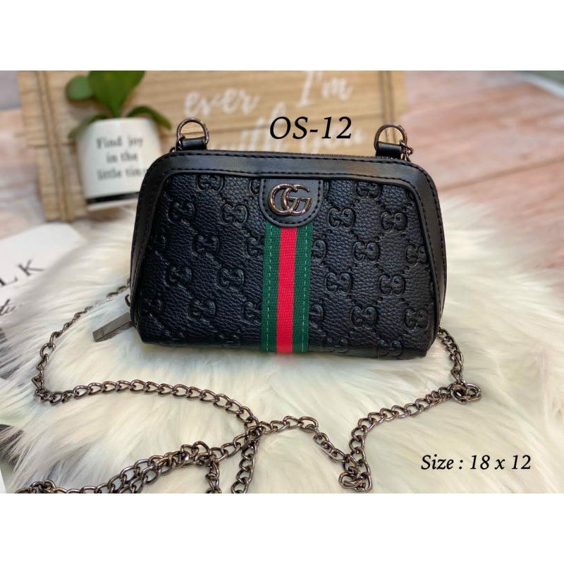 Tas Slempang Os Oval Mini Embos Wanita Import