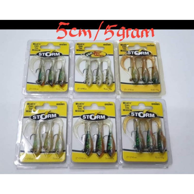 SOFTLURE STORM / BASS PRO SHOPS WILD EYE CURL TAIL MINNOW 5cm &amp; 8cm