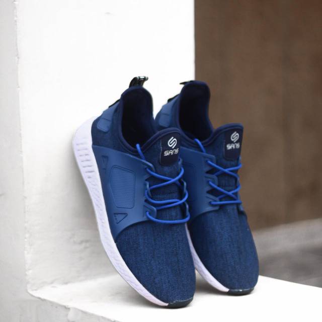 Sepatu sneakers pria sans original navy putih