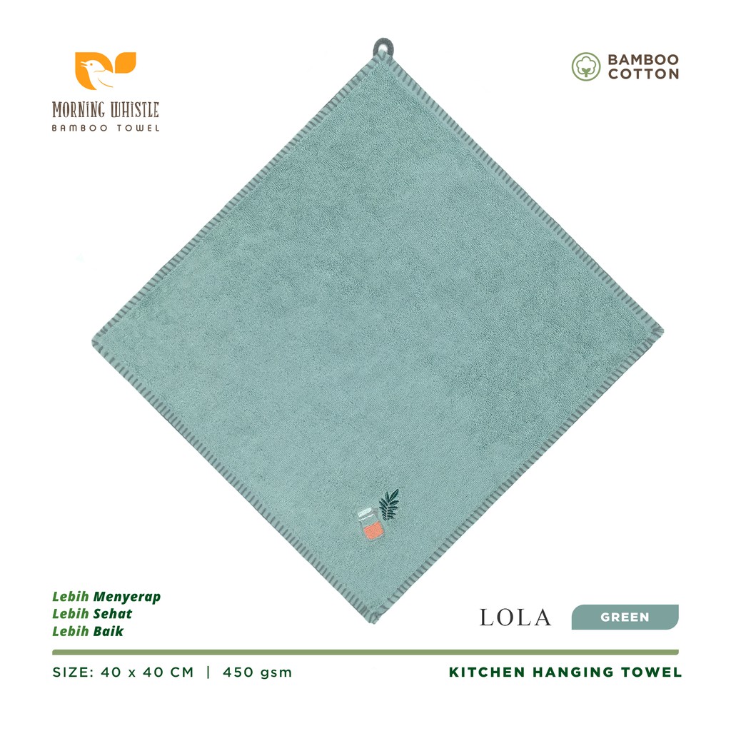 MWB Serbet Lap Gantung Morning Whistle Bamboo LOLA / Lap Tangan / Handuk Tangan 40x40cm