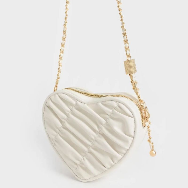 CK Bead Handle Heart Evening Bag