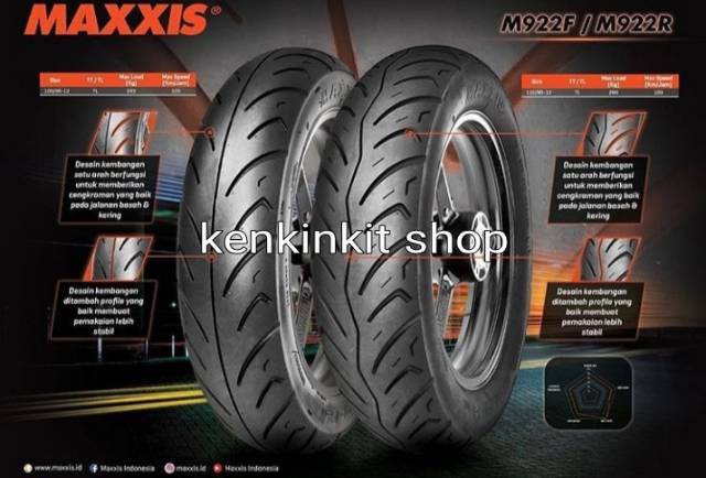 BAN MAXXIS  SCOOPY NEW REAR - M922FR - TUBELESS [FRONT 100/90-12 , REAR 110/90-12] PILIH VARIAN