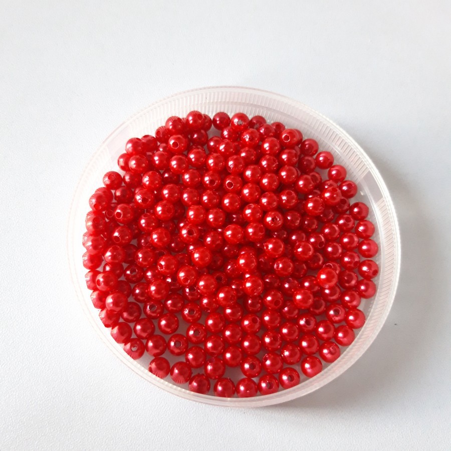 30 Gram Mote Mutiara Diameter 10mm Merah - Manik Mote Mutiara Merah