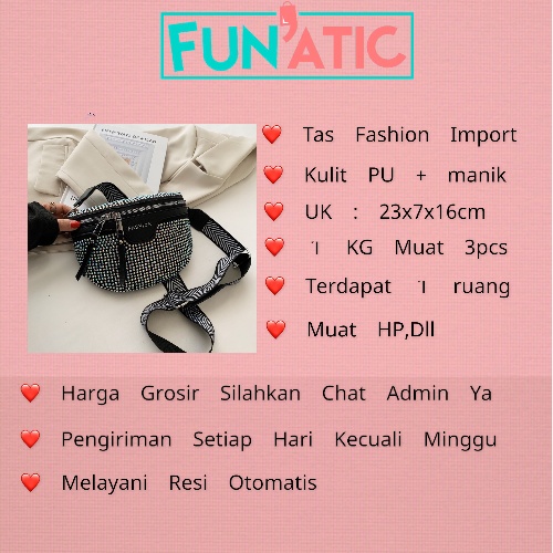 Funatic Tas Selempang Wanita Manik Model Kekinian Import Fashion Tas Bahu Korea FA1046