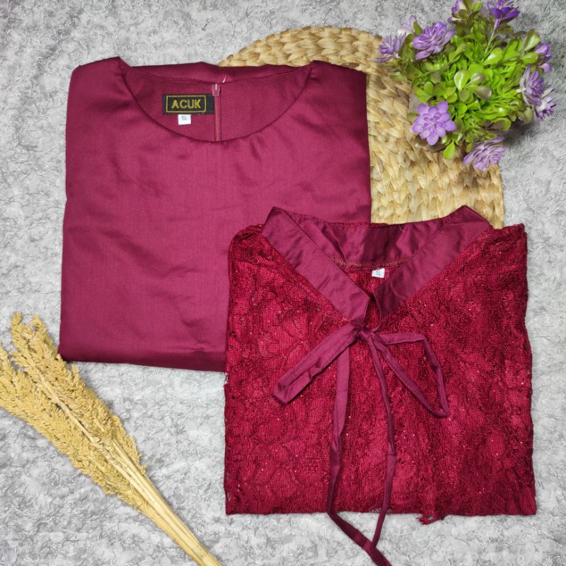 GF86E Gamis JUMBO Set Inner dan Outer 2 in 1 Brukat Mix Toyobo Gamis Party Premium Gamis Pesta Gamis