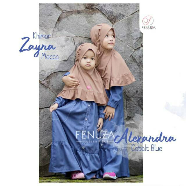 Gamis Anak Alexandra Kids Cobalt Blue size 6 Fenuza Muslim Wear Gamis only Tanpa Khimar