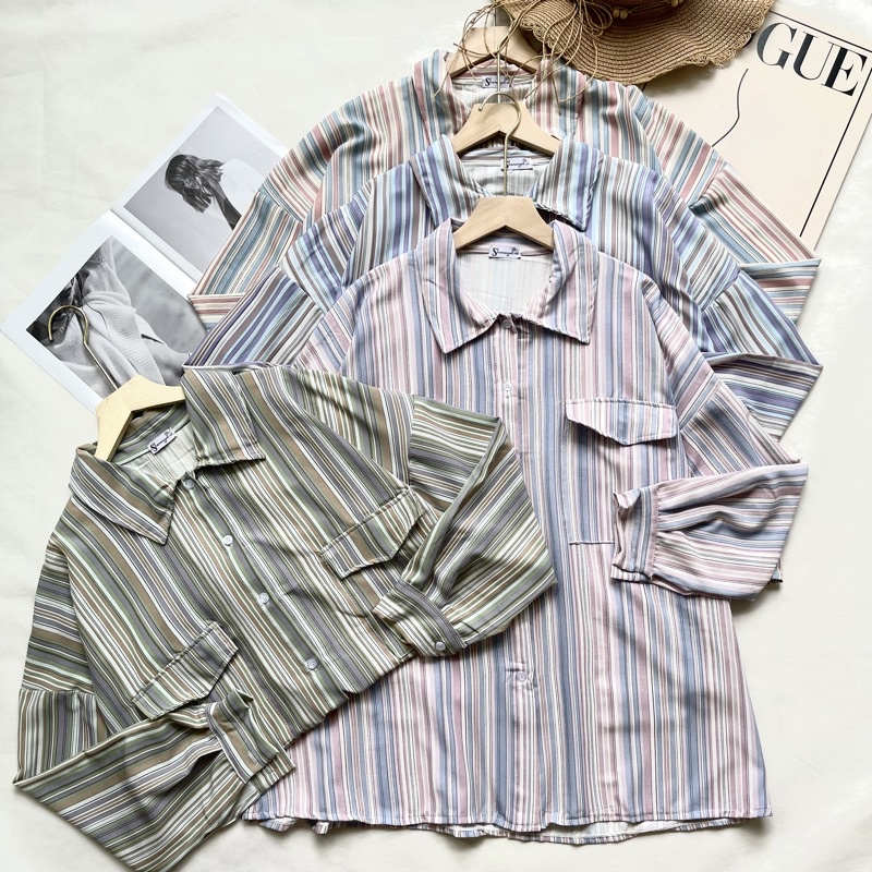 IL - SASKHI BLOUSE STRIPE OVERSIZE CANDY STRIPE /BLOUSE GARIS OVERSIZE