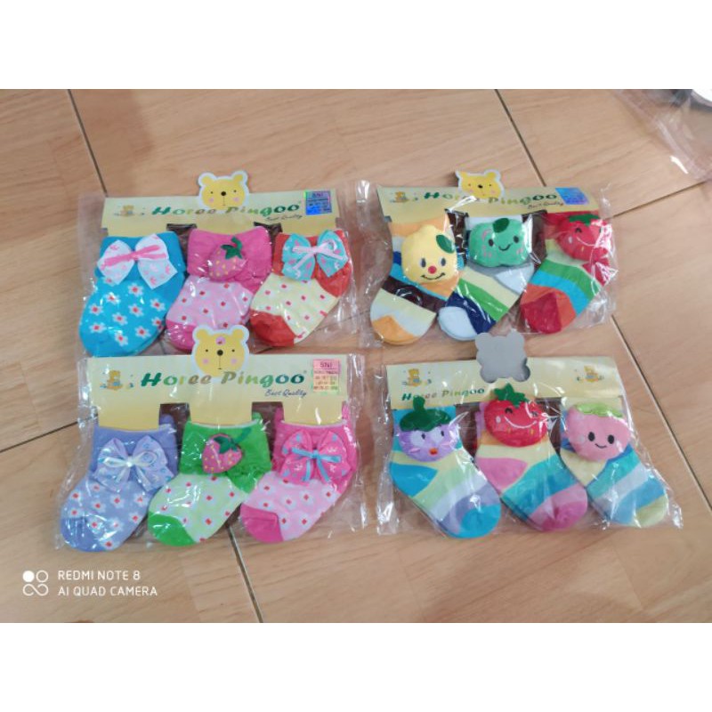 kaos kaki Bayi Boneka isi 3 pasang pingoo