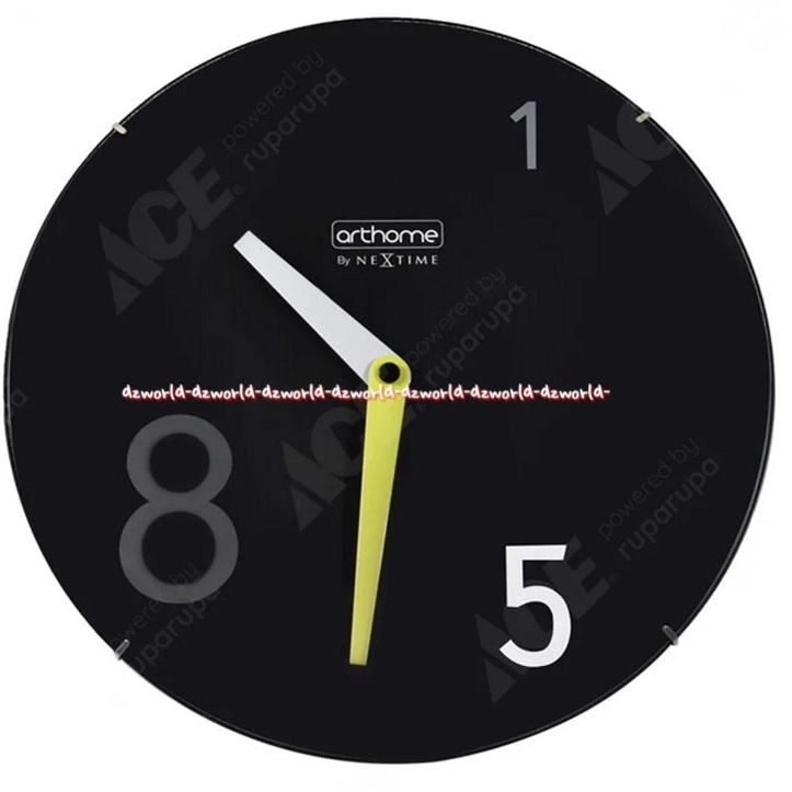 Arthome Nextime Black Wall Clock 35cm Jam Dinding Bulat Angka Besar 35cm Dome Hitam Art Home