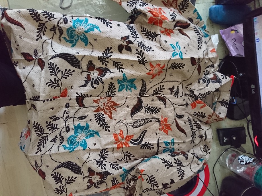 Murah Batik Kemeja Hem Pria Motif Kembang Gede Hitam Kemeja Seragam Pekalongan Alkhalis