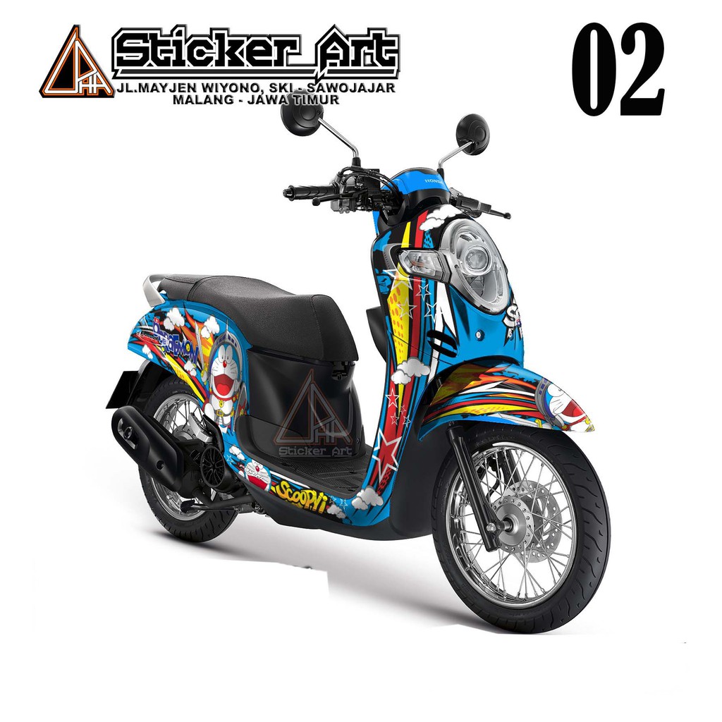 STIKER STICKER DECAL MOTOR HONDA SCOOPY MURAH KEREN DORAEMON