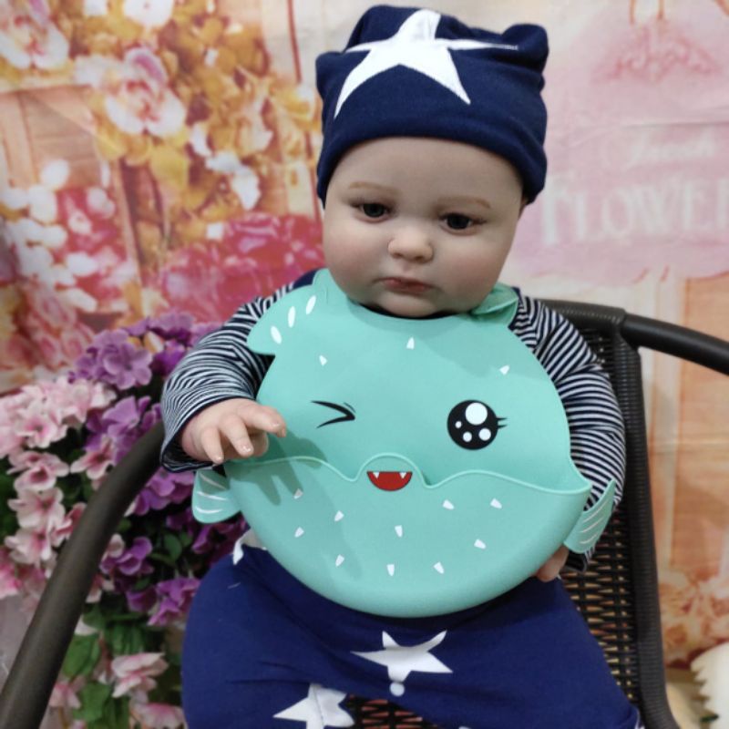 New Slabber Silikon Celemek Bayi Bib Karakter Lucu Premium