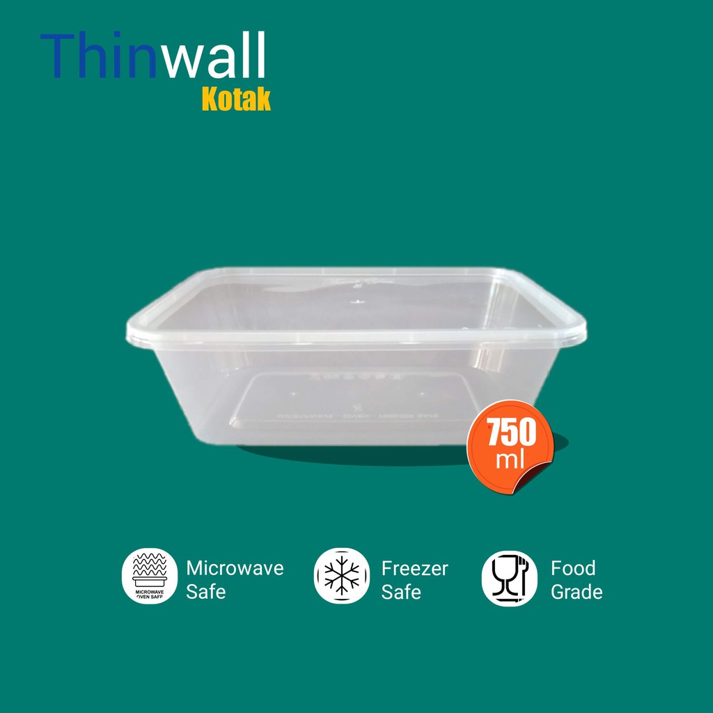 Thinwall 750 ml / Kotak Makanan / Food Container / Tepak Makanan / Tepak Plastik