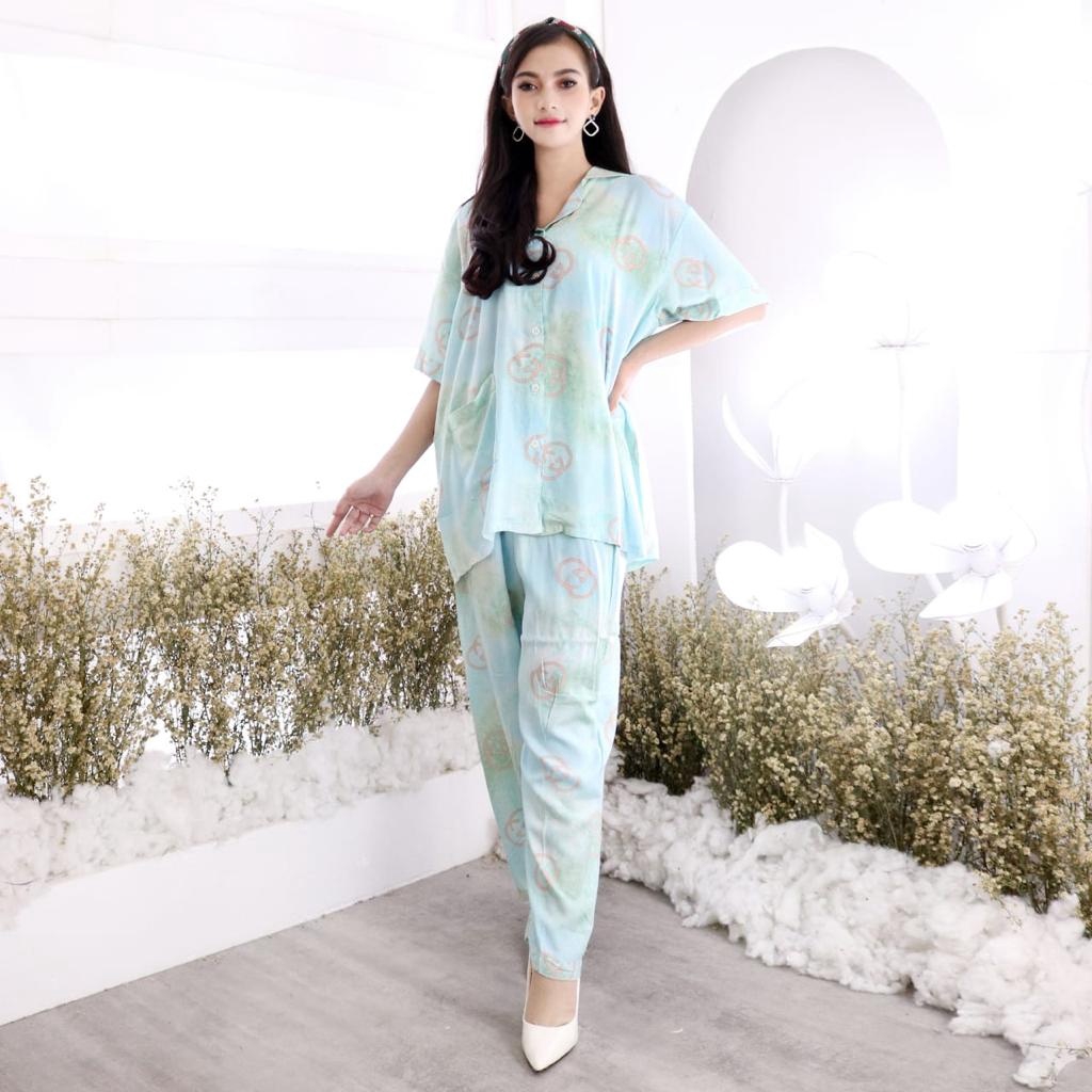 Piyama Tie Dye PP CP HP Yuki Bahan Rayon Piyama Jumbo