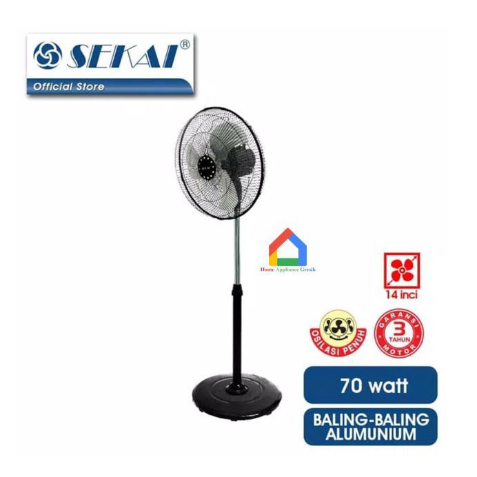 SEKAI Kipas Angin Berdiri 14 Inch HSN 1438PO / Standfan - Garansi 3 Tahun