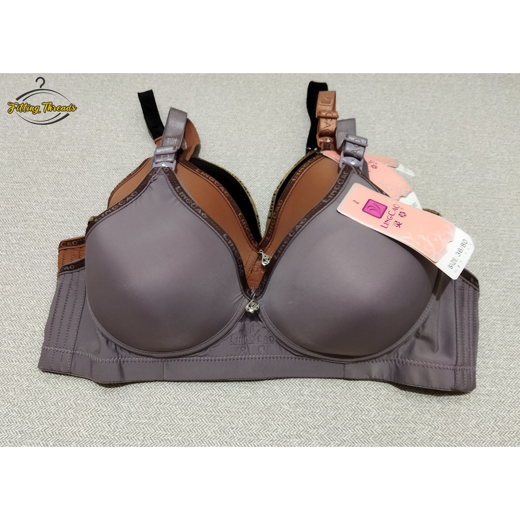 BH Busa Tanpa Kawat Lingcao Kancing 3 / Bra Lingcao B5 Asli Original Jumbo / Ling Cao B5 Kait 3 Bigsize / Bra LingCau Size Besar