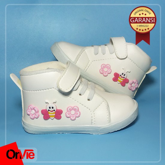 Sepatu Boots Anak Perempuan Motif Flower Bee | Sepatu Anak Sekolah Onvie