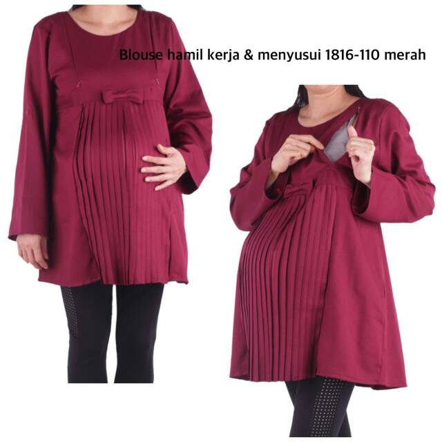 Baju hamil blus hamil dan menyusui 1816 merah