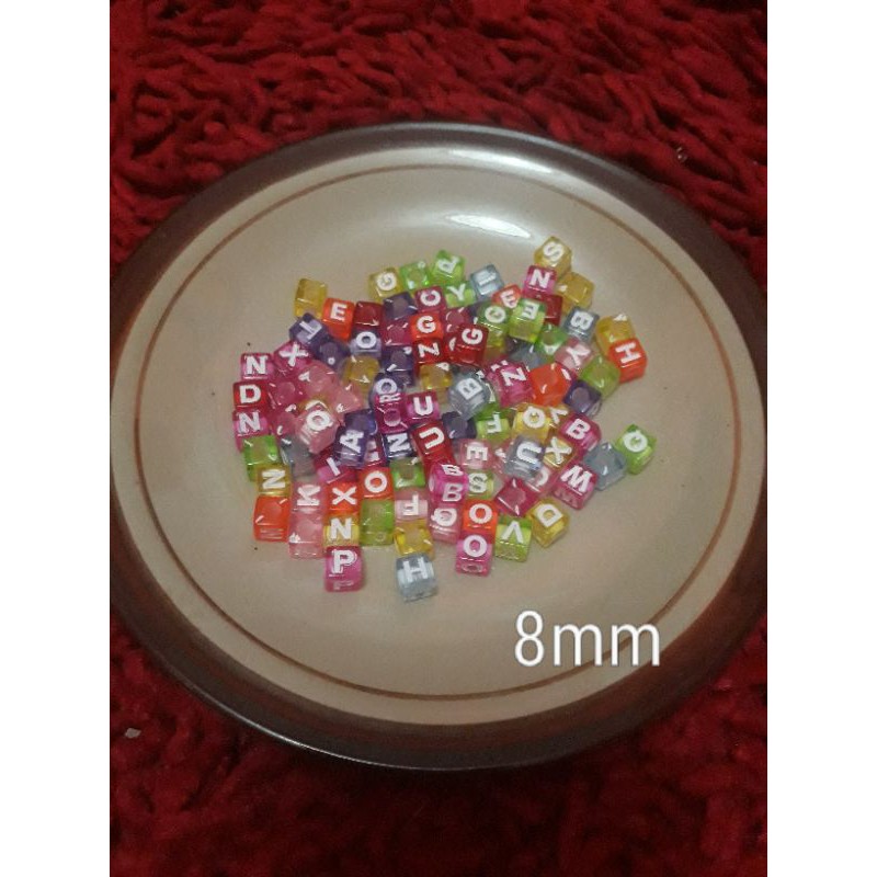 manik huruf kubus bisa pilih huruf 6mm dan 8mm-1