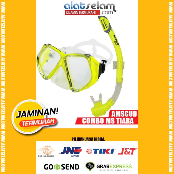 Kacamata Selam Alat Snorkling Mask Selam/Mask Snorkeling/Mask Diving Combo Mask Amscud Tiara-YELLOW
