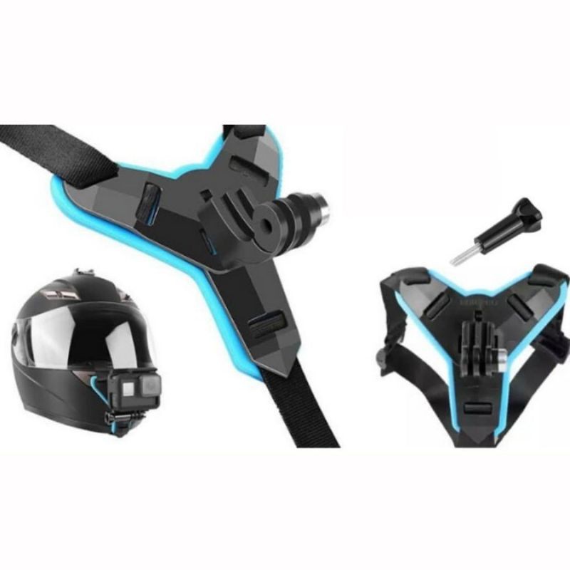 Helmet Chin Mount Mounting Helm Dagu Motovlog Gopro Brica Action Cam - Hitam-1