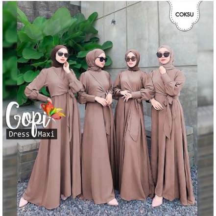 Baju Gamis Muslim Terbaru 2021 Model Baju Pesta Wanita Kekinian Maxy Gopi Bhn  Moscrepe Kondangan