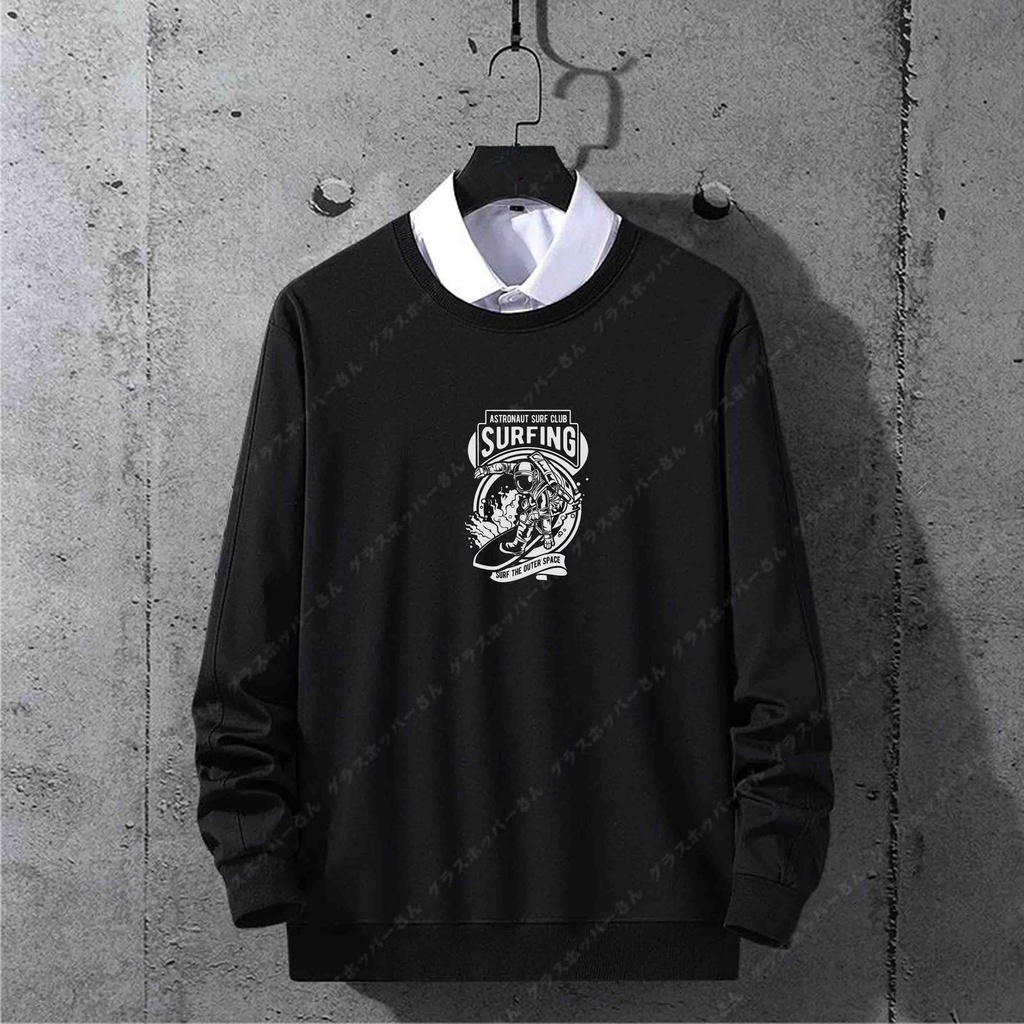 D'Cuanin crewneck gambar . suiter . switer . sweater laki . switer cowok . hoodie . switer . jaket pria distro jepang . jaket switer hoodie . sweater hoodie pria distro original . jaket hoodie pria . suiter . switer polos . hoodie pria distro jepang style-Surfing