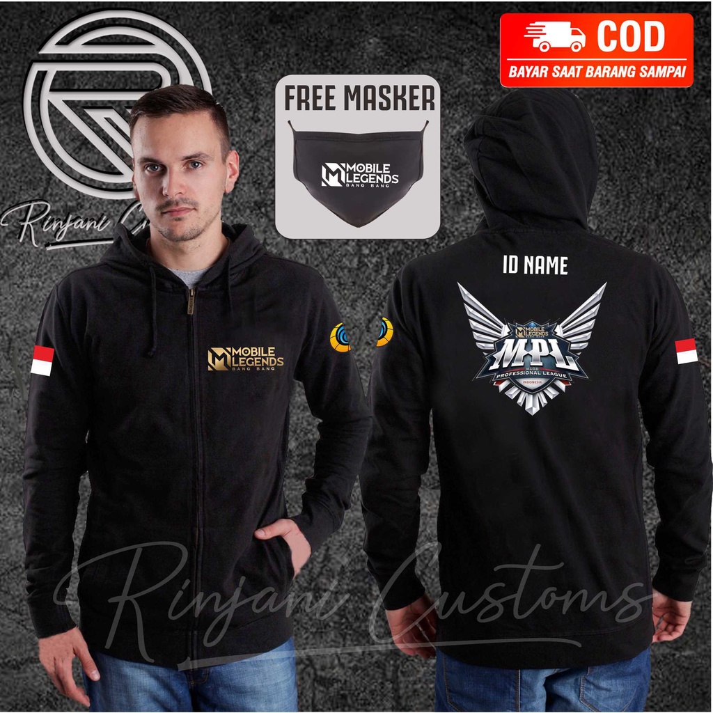 jaket mobile legend mpl/jaket distro pria/game e-sport/ free masker dan bisa tambah nama