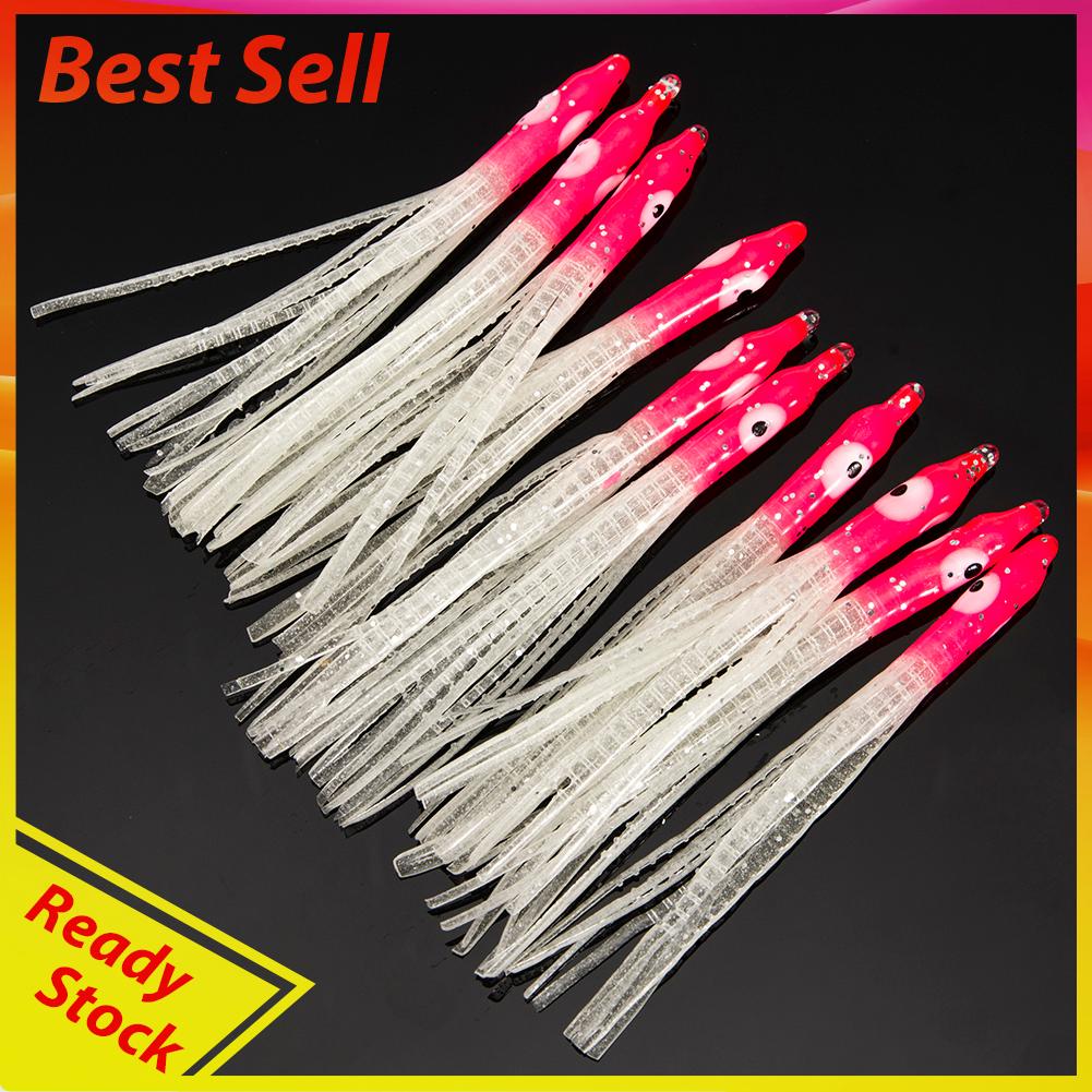 10 Pcs Umpan Pancing Soft Bait Bentuk Gurita Menyala Untuk Tuna