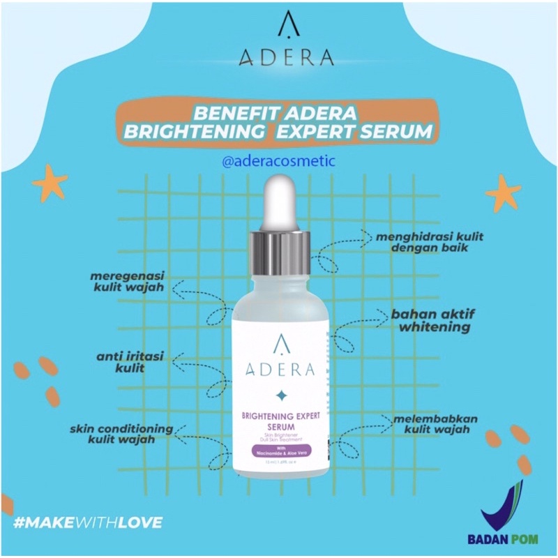 Adera Serum Wajah Glowing Putih Bersih Bebas Jerawat Kusam Flek Bintik Hitam Terdaftar BPOM