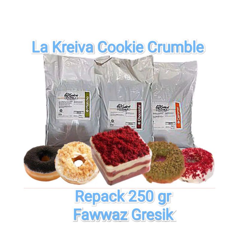 

La Kreiva Cookie Crumble Remahan Biskuit Red Velvet - Black - Matcha - Caramel Topping Remahan Biskuit - Cookie