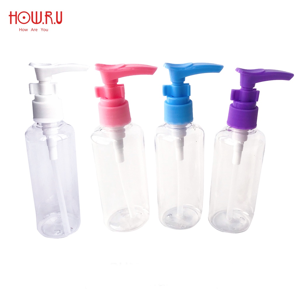 HOW.R.U | 100ml - Botol Pump Spray Polos / PET / Tebal / Import / Tempat Disinfektan / Facemist / Lotion / Cream