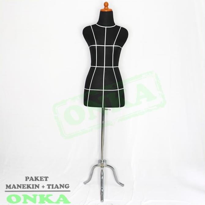 Manekin Pola Hitam + Kaki Besi | Manekin Jahit | Patung Pola | Manekin