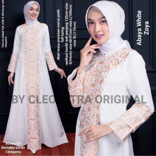 Abaya couple sar'i putih bordir tebal