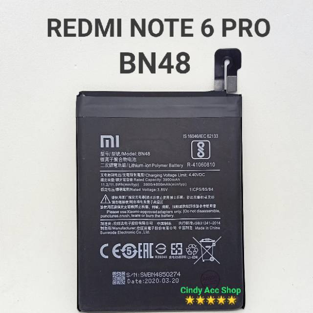 BN48 Baterai Original XIOMI Redmi Note 6 Pro BN48 Original Batre Battery BN48