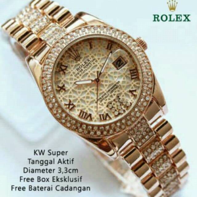 Jam tangan wanita elegant exclusive Rolex Batik Princess Premium Rosegold