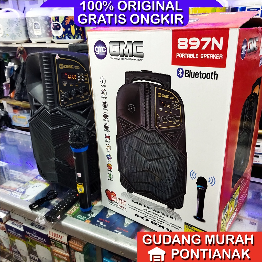 Speaker GMC 897N aktif portable 8 inch 8&quot; Bluethoot Meeting pengeras suara